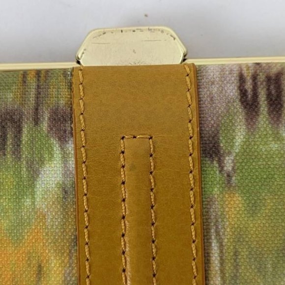 476. EUC Lodis Retro Inspired Green Yellow and Brown Vegan Leather Wallet/Clutch - Picture 6 of 7